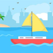 Coloring Book: Boat On Sea